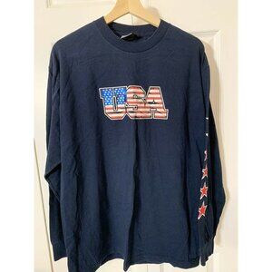 Vtg Top Heavy‎ Men’s Sz L USA T-Shirt Red White Blue Long Sleeve 2001